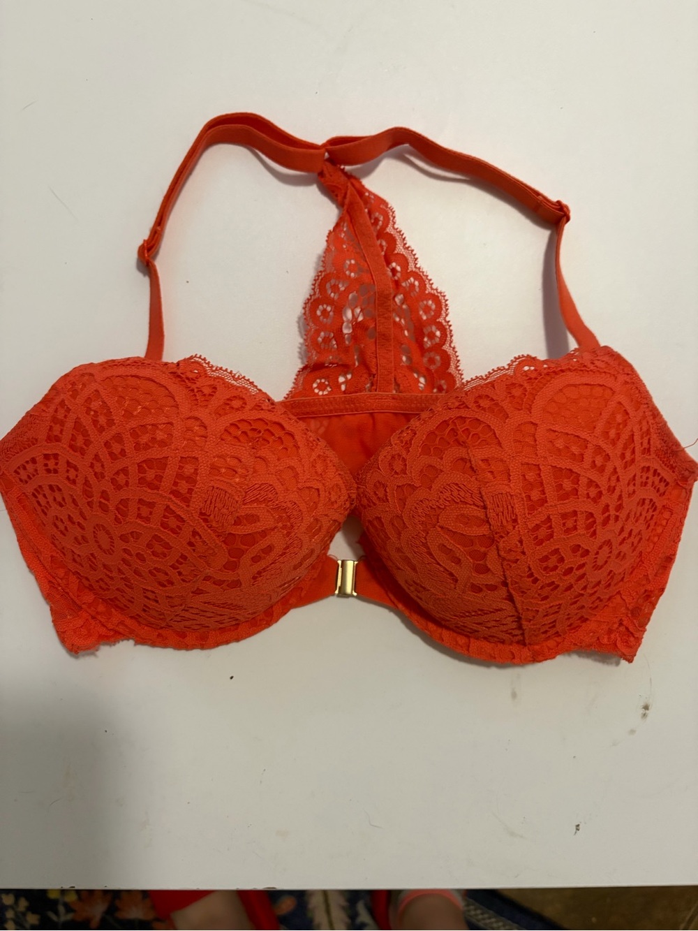 Auden Red Lace Trim Bra